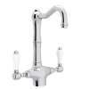Single Hole Column Spout Bar/ Food Prep Faucet With Porcelain Lever Handle In Polished Chrome