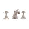 High Neck Widespread Lavatory Faucet with Cross Handles Pop-Up and Hex Spout in Satin Nickel