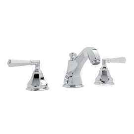 High Neck Widespread Lavatory Faucet with Hex Spout Metal Lever Handles and Pop-Up