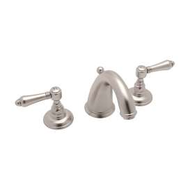 C-Spout Widespread Lavatory Faucet with Metal Levers Pop-Up and 