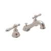 C-Spout Widespread Lavatory Faucet with Classic Metal Lever in Satin Nickel