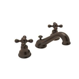 C-Spout Widespread Lavatory Faucet with Cross Handles in Tuscan Brass