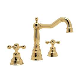 Column Spout Widespread Lavatory Faucet Cross Handles Pop-Up and 7-1/8