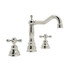 Column Spout Widespread Lavatory Faucet Cross Handles Pop-Up and 7-1/8