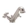 Single Hole, Dual Handle Lavatory Faucet with Cross Handles and Pop-Up in Satin Nickel