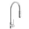 Side Lever Handle Pull-Down High Spout Kitchen Faucet In Polished Chrome