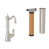 Edwardian Column Spout Kitchen Faucet With Metal Lever Handle And Triflow Filter In Polished Nickel