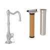 Column Spout Filter Faucet Kit With Mini Porcelain Lever Handle In Polished Chrome