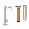 Column Spout Filter Faucet Kit With Mini Porcelain Lever Handle In Satin Nickel