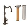 Column Spout Filter Faucet Kit With Mini Porcelain Lever Handle In Tuscan Brass