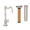 Column Spout Filter Faucet Kit With Mini Cross Handle In Satin Nickel