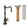 Column Spout Filter Faucet Kit With Mini Cross Handle In Tuscan Brass