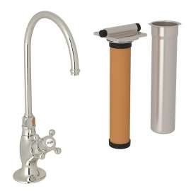 C-Spout Filter Faucet Kit With Mini Cross Handle In Polished Nickel