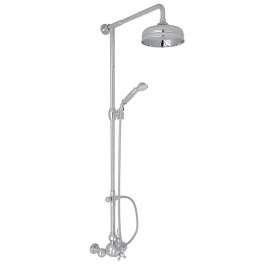 Exposed Wall Mount Thermostatic Shower with Classic Metal Lever and Volume Control
