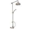 Exposed Wall Mount Thermostatic Shower with Classic Metal Lever and Volume Control in Satin Nickel