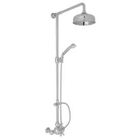 Exposed Wall Mount Thermostatic Shower with Cross Handle and Volume Control