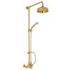 Exposed Wall Mount Thermostatic Shower with Cross Handle and Volume Control in Italian Brass