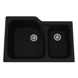 Fireclay Double Bowl Undermount Kitchen Sink in Matte Black