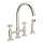 Deck Mount C-Spout 3 Leg Bridge Kitchen Faucet With Sidespray And Cross Handle In Polished Nickel