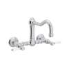 Wall Mount Column Spout Bridge Kitchen Faucet With Porcelain Lever Handle In Polished Chrome