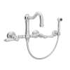 Wall Mount Column Spout Bridge Kitchen Faucet With Sidespray And Metal Lever Handle In Polished Chrome