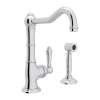 Single Hole Column Spout Bar/Food Prep Faucet With Sidespray With Metal Lever Handle In Polished Chrome