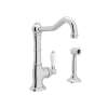 Single Hole Column Spout Bar/Food Prep Faucet With Sidespray With Porcelain Lever Handle In Polished Chrome