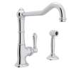 Single Hole Column Spout Kitchen Faucet With Sidespray And Extended Spout With Metal Lever Handle In Polished Chrome