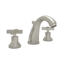 C-Spout Widespread Lavatory Faucet with Cross Handles and Pop-Up in Polished Nickel