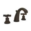 C-Spout Widespread Lavatory Faucet with Cross Handles and Pop-Up in Tuscan Brass