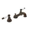C-Spout Widespread Lavatory Faucet with Ornate White Porcelain Lever in Tuscan Brass
