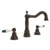 Column Spout Widespread Lavatory Faucet Ornate White Porcelain Levers Pop-Up and 7-1/8