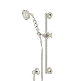 Single-Function Anti-Cal Handshower/Hose/Bar/Outlet Set in Polished Nickel