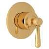4-Port, 3-Way Diverter Trim with Metal Lever in Italian Brass