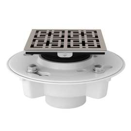 PVC 2-in X 3-in Drain Kit with 3142 Weave Decorative Cover in Satin Nickel