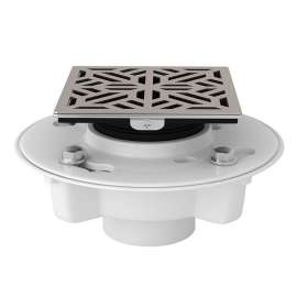 PVC 2-in X 3-in Drain Kit with 3144 Mosaic Decorative Cover in Satin Nickel