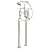Exposed Floor Mount Tub Filler with Metal Lever Handshower in Polished Nickel