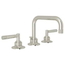U-Spout Widespread Lavatory Faucet with Metal Lever and 6-11/16