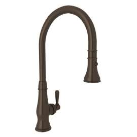 Italian Kitchen Patrizia A3420LMTCB-2 Pull-Down Kitchen Faucet With Metal Lever Handle In Tuscan Brass