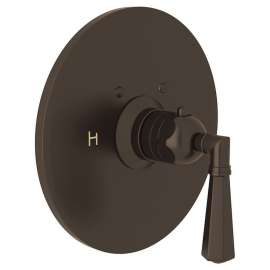 Thermostatic Trim Plate with Metal Lever and without Volume Control in Tuscan Brass