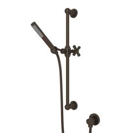 Single-Function Handshower Set with Cross Handle in Tuscan Brass