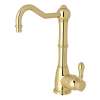 Column Spout Hot Water Dispenser Faucet With Metal Lever Handle In Unlacquered Brass