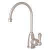 Georgia Era C-Spout Hot Water Faucet With Traditional Metal Lever Handle In Satin Nickel