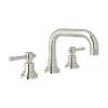 U-Spout Widespread Lavatory Faucet Industrial Metal Levers and Pop-Up in Polished Nickel