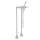 Exposed Floor Mount Tub Filler with Industrial Metal Levers Handshower and Floor Pillar Legs or Supply Unions in Polished Chrome