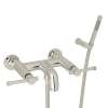 Wall Mount Exposed Tub Filler with Industrial Metal Levers Handshower in Polished Nickel