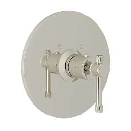 Thermostatic Trim Plate with Industrial Metal Levers and without Volume Control in Polished Nickel