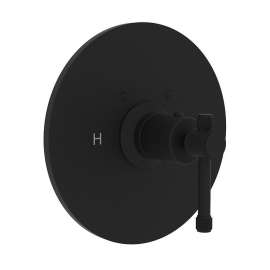 Thermostatic Trim Plate with Industrial Metal Levers and without Volume Control in Matte Black