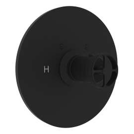 Thermostatic Trim Plate with Metal Campo Wheel and without Volume Control in Matte Black