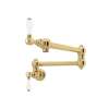 Wall Mount Swing Arm Pot Filler With Porcelain Lever Handle In Unlacquered Brass
